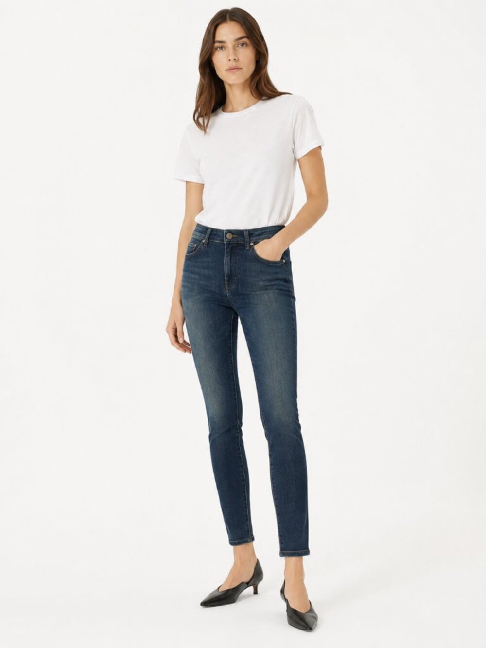 ACNE STUDIO PIN STORM MEDIUM WASH HIGH RISE SKINNY STRETCH JEANS - 27